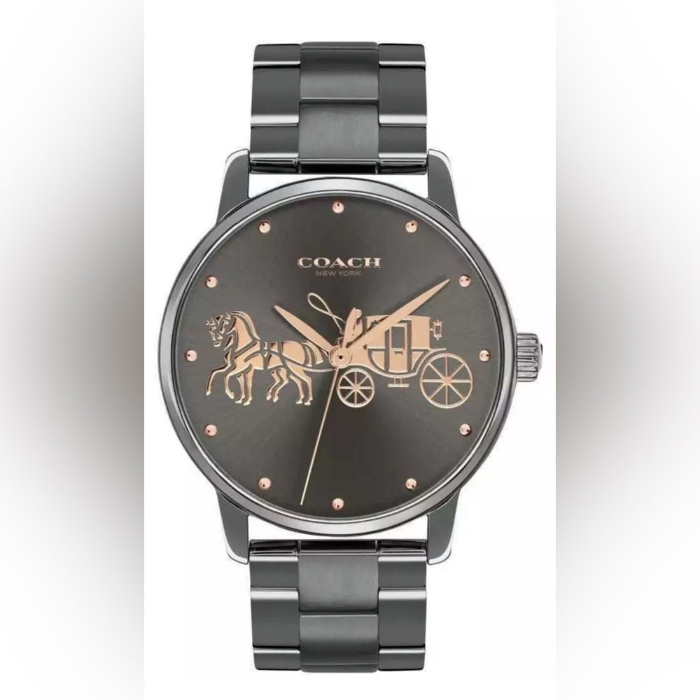 Coach Gunmetal and Rose Gold Horse & Carriage Bracelet Watch